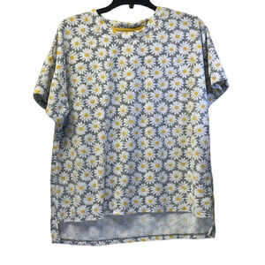 Roudelain Womens L White/Gray Daisy Print Sleep-set NEW